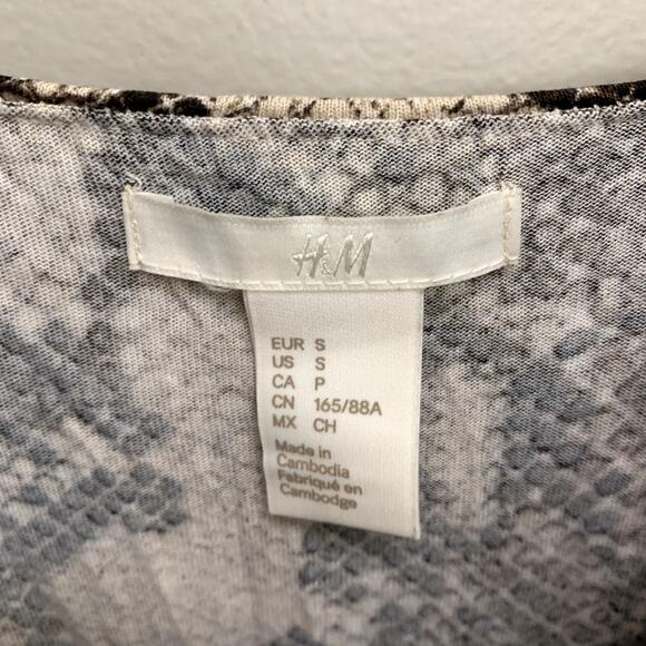H&M Snakeskin Print Flounce Dress Tiered Layered Jersey Knit S Small Sleeveless - Picture 7 of 9